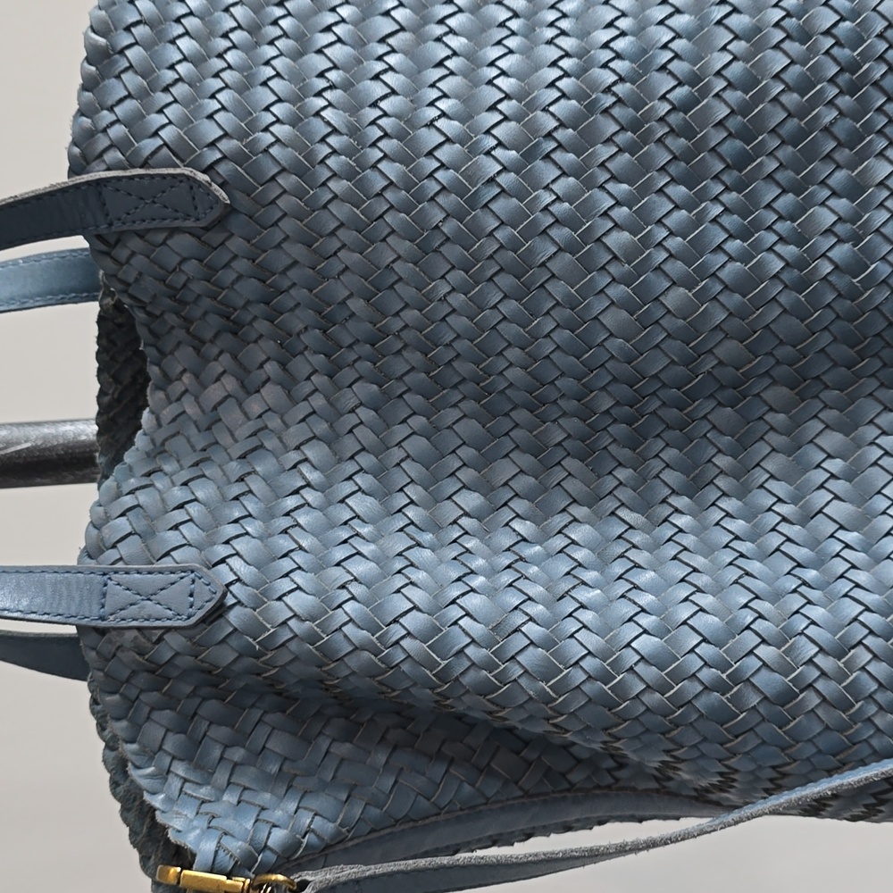Madewell The Medium Transport Tote: Woven Leather Edition In Blue - Picture 3 of 12